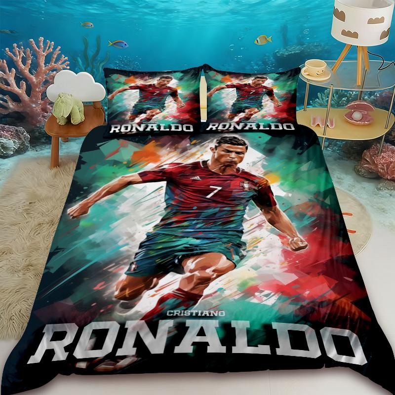 Duvet Cover CR7 Football Star R-Ronaldo Printing Bedding Set Duvet Cover Comforter Bed Youth Kids Girl Boys Gifts