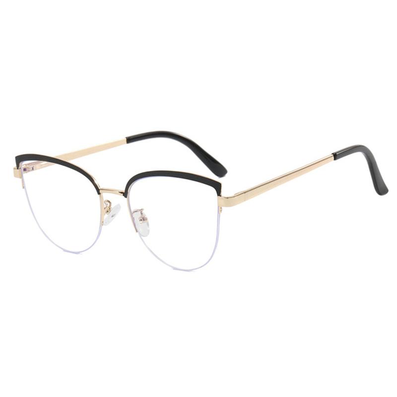 Vintage Metal Cat Eye Glasses Frame Women Cat-Eye Retro Luxury Eyeglasses Frame Brand Designer Computer Literature Glasses
