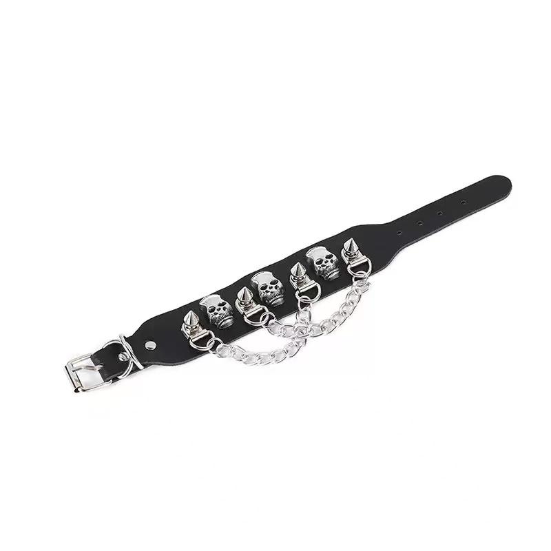 Fashion, Personality, Domineering Skull, Rivet, Punk Street Accessories, Pu Leather Bracelets, Halloween Gifts