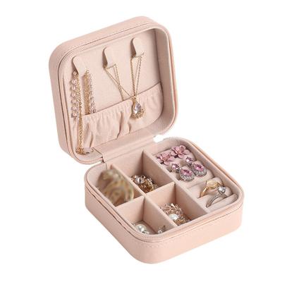 Jewelry Box Storage Organizer Small Portable Leather Single Layer Storage Case for Rings Earrings