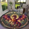 1pc Red Dragon Skull Wreath Printed Chair Rug for Home Office Use, Living Room Kitchen Game Room Round Carpet