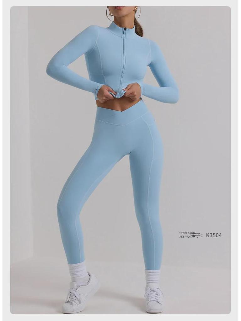 Damski kardigan z długim rękawem, kurtka do jogi: Odzież fitness i rekreacyjna na zewnątrz