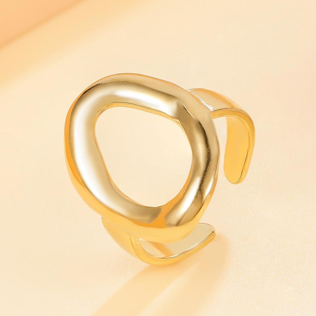 18K Gold Retro Geometric Drum-Shaped Stainless Steel Ring
