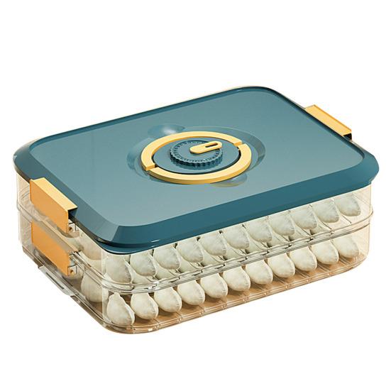 

Контейнер для мясных деликатесов, ящик для хранения пельменей, многослойный штабелируемый дизайн, не содержащий бисфенола А, хорошее уплотнение Dual Layer синий