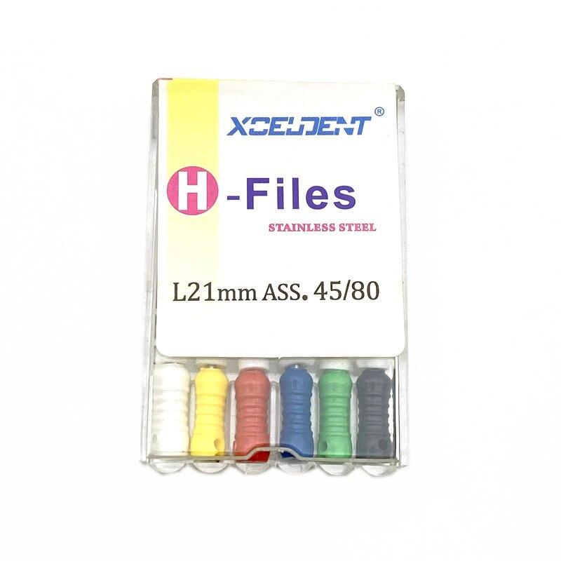 

21 мм стоматологические H-файлы, эндо-файлы для корневых каналов, стоматологические ручные файлы, H-файлы из нержавеющей стали, инструмент для стоматолога 21mm H 45-80