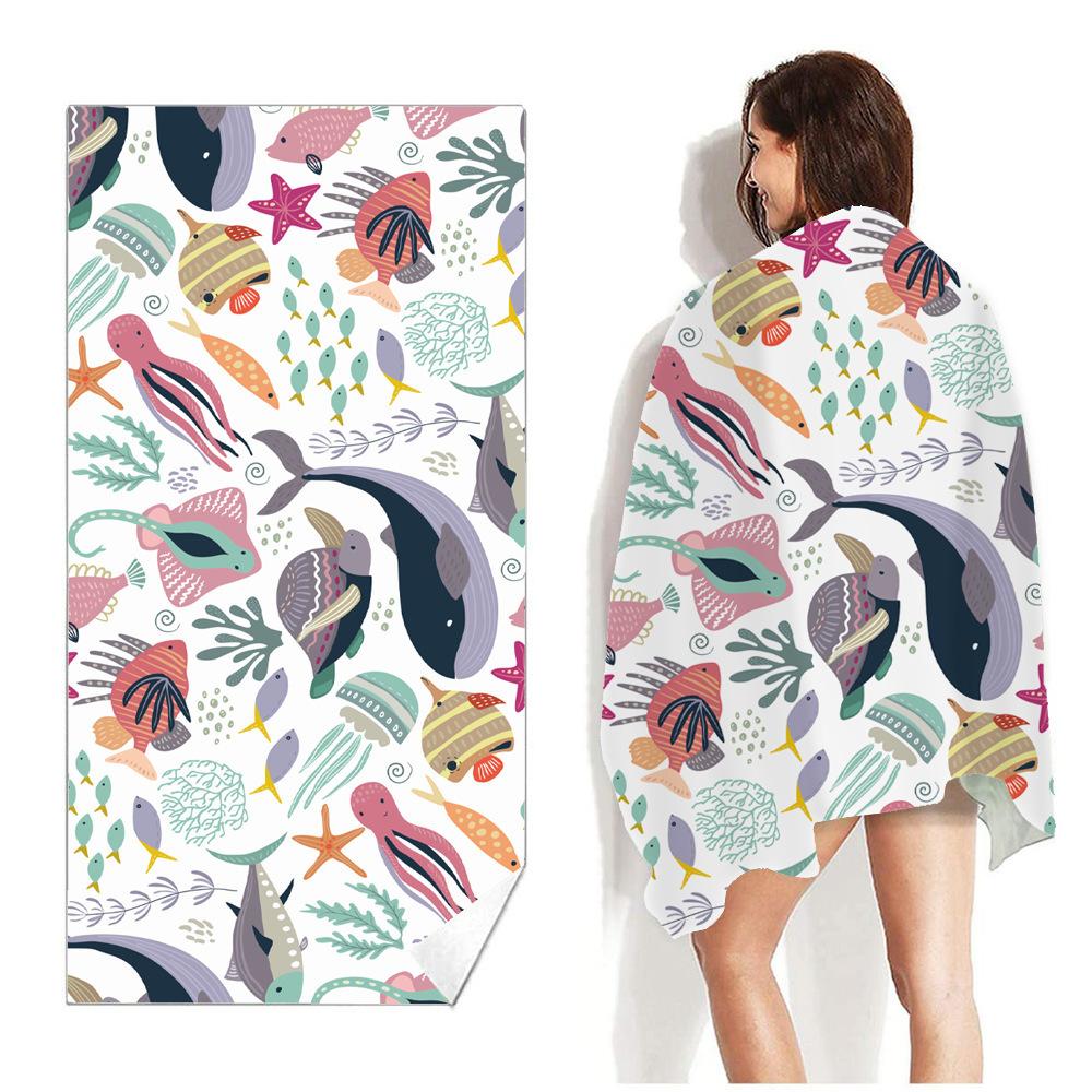 Geometric Flamingo Tropical Leaf Beach Towel Oversized Microfiber Quick Dry Sand Free Pool Swim Bath Towel