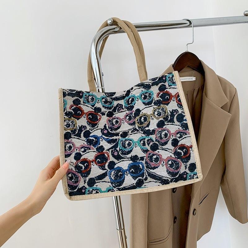 Stylish Unisex Pu Canvas Shoulder Bag For College Students With Cute Bear Patterns