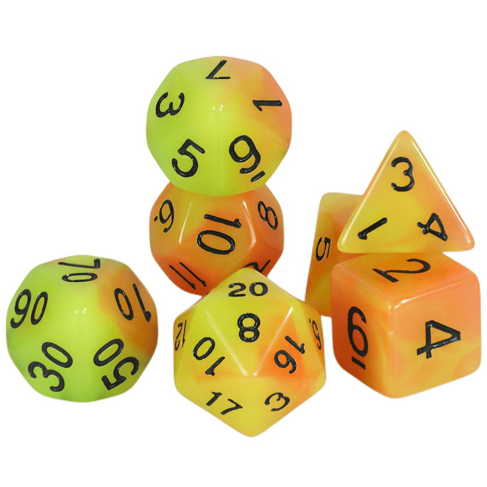 7pcs Polyhedral Glow In The Dark Effect Dice with Tube for DND COC Cthulhu TRPG Running Team Table Game Dnd Dice Set
