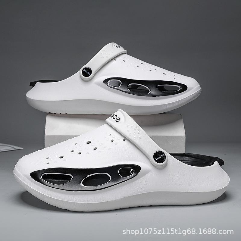 

Cool slippers men s new summer baotou sandals non-slip and wear-resistant soft-soled casual versatile beach hole shoes 40-41 білий