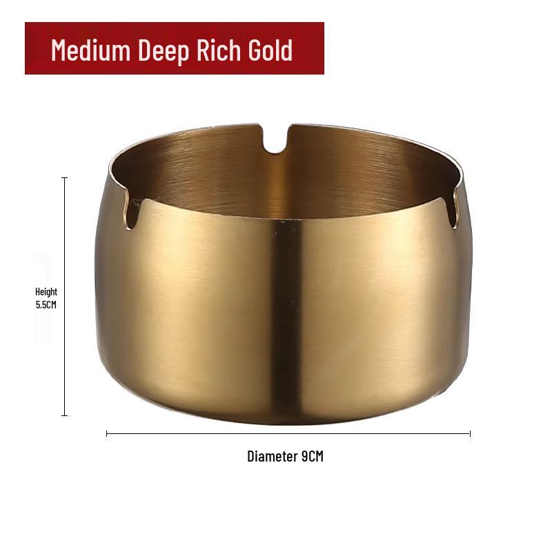 Customized Windproof Stainless Steel Ashtray with Engraved Silk Flower for Bars, Cafes, and Living Rooms