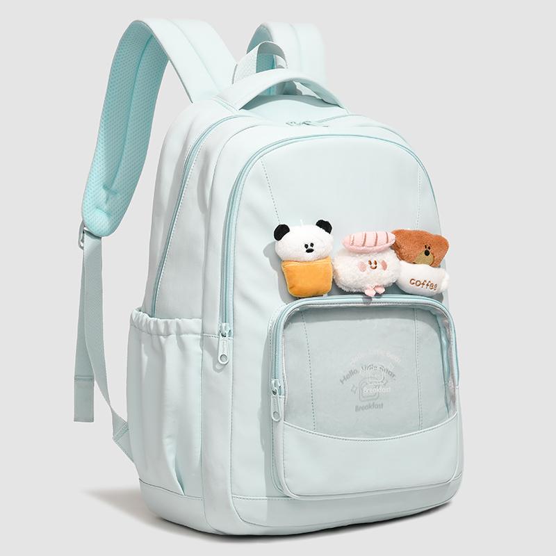 Einfarbiger Cartoon-Rucksack für Damen, große Kapazität, Schultasche für Studenten