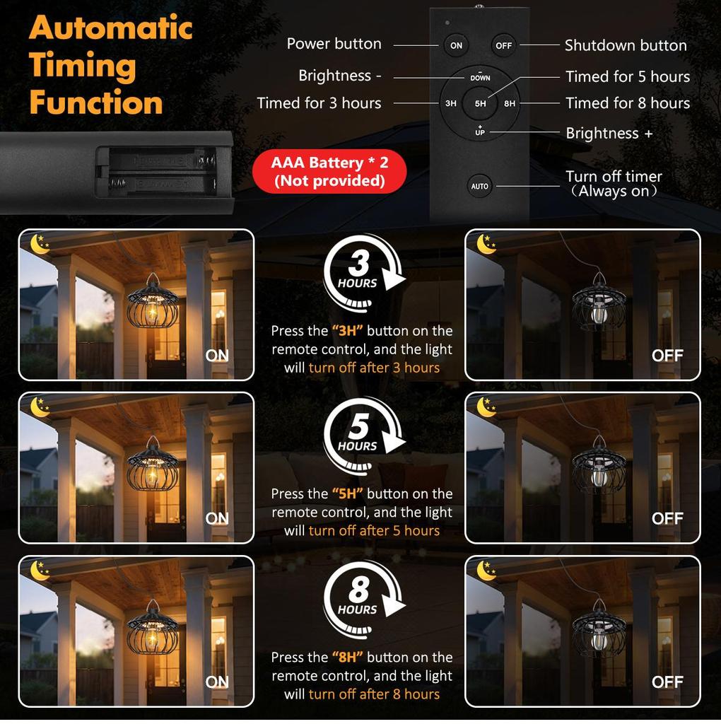 solar pendant light Split Solar Powered Pumpkin Solar Lights Remote Control Timer IP65 Waterproof for Courtyard Pergola Patio Gazebo Barn Outdoor