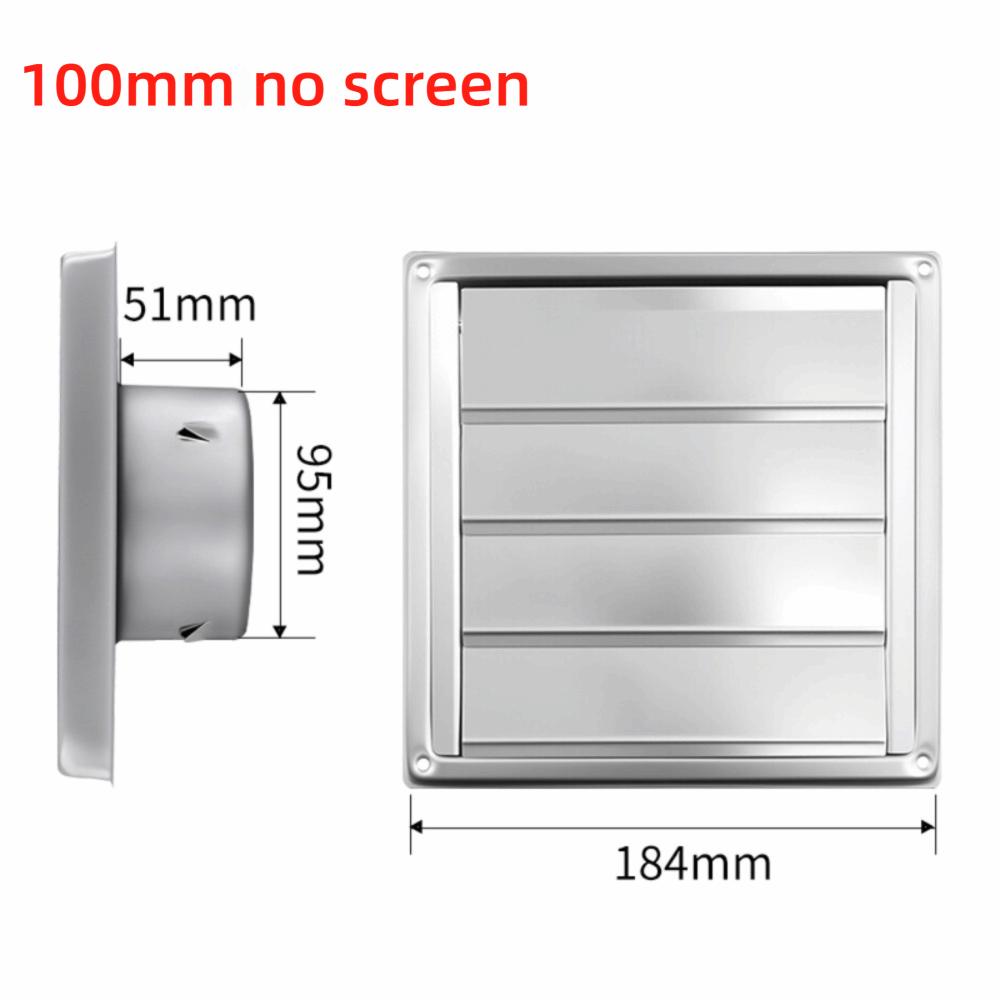 

100/125/150mm Ventilation Cover Square Fan Outlet Vent Systems Extractor Vent 100mm no screen