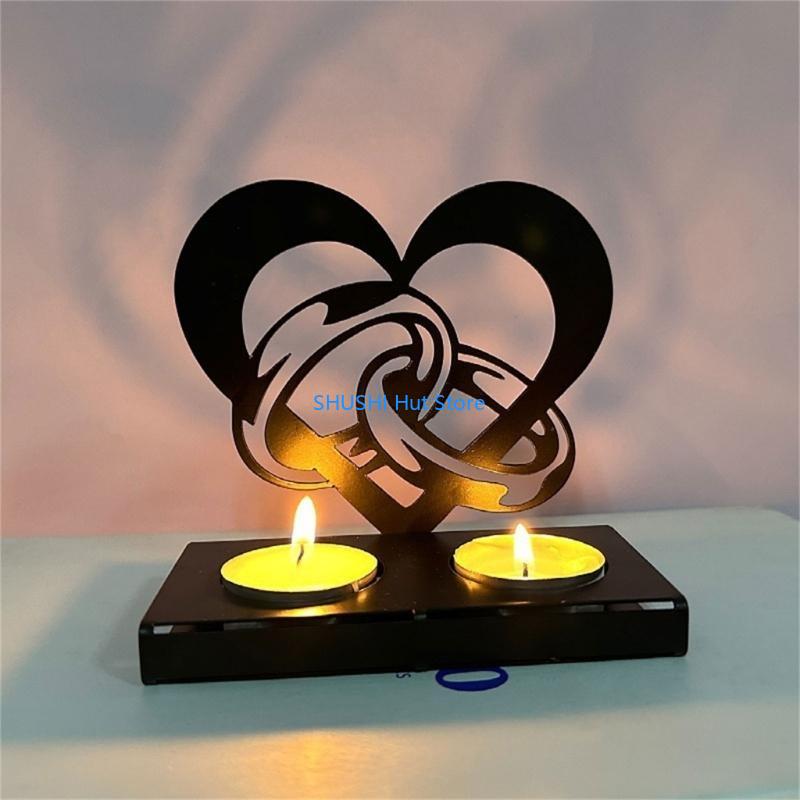 Soporte de Metal Candelabro de Boda Soporte Romántico de Corazón de Amor Regalo D57B