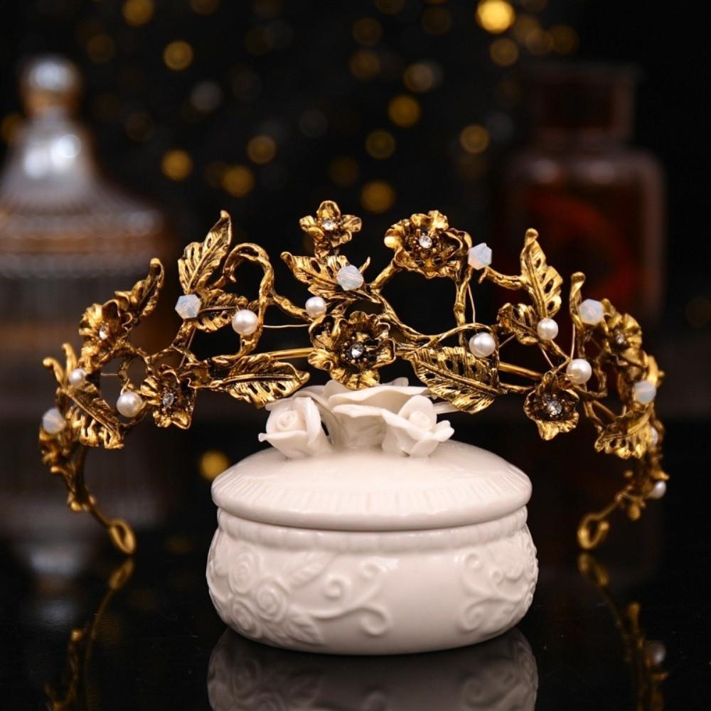 Elegant Alloy Bridal Tiaras Rhinestone Sparkling Queen Princess Crown Flower Hair Accessories Prom Diadem Wedding