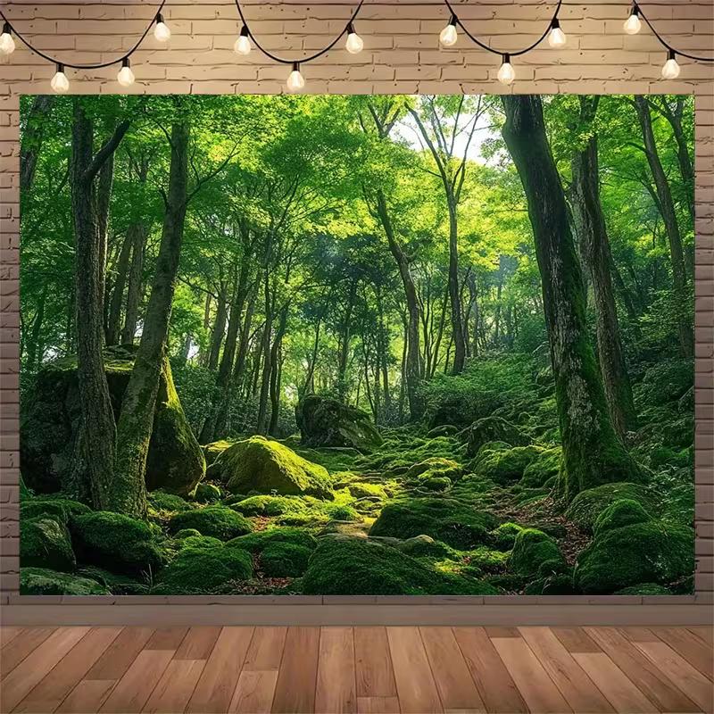 2D Green Woods Background for Wedding & Outdoor Event Decoration