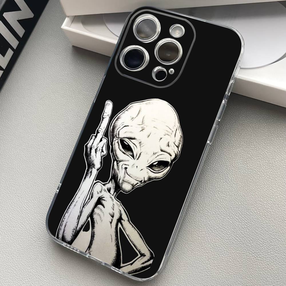 

Смешной Космический НЛО Инопланетянин Чехол Для Телефона Для iPhone 17 16 15 14 13 12 11 Pro Max Plus Mini Прозрачный Мягкий Чехол Тонкий ТПУ iPhone 15 pro