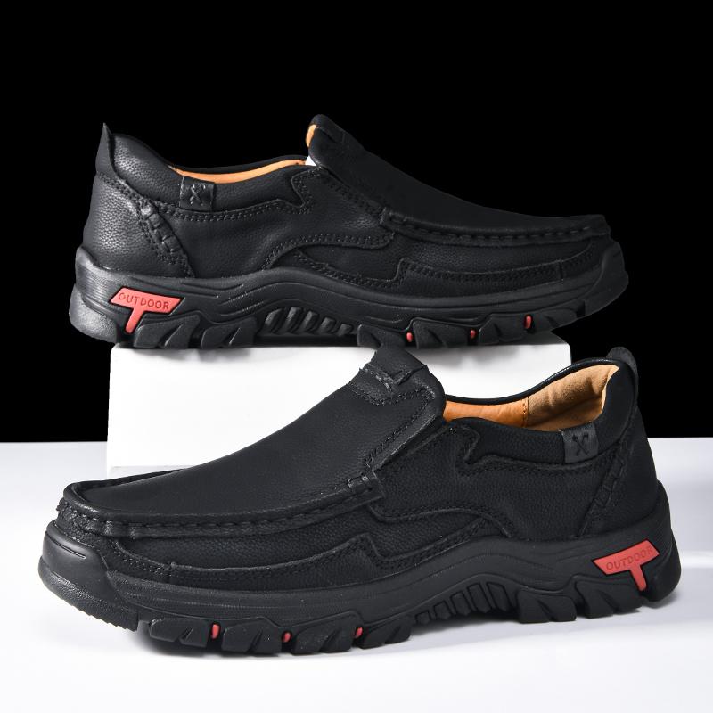 Handmade Leather Men Casual Shoes Formal Mens Loafers Moccasins Non-Slip Slip On Flats Outdoor Man Hiking Shoes Treking Footwear