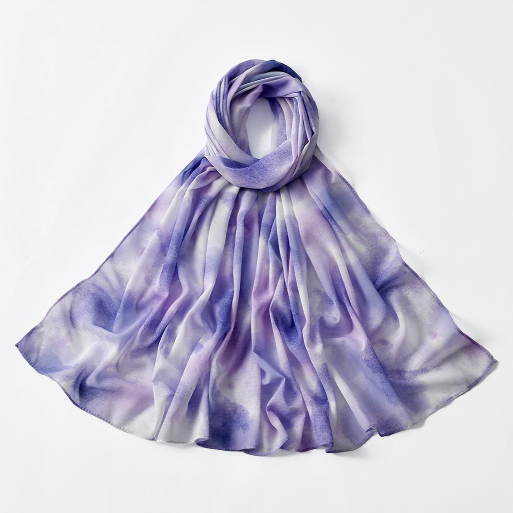 New Printing Chiffon Long Scarves For Muslim Women Color Watercolor Digital Printing Soft Shawl Maldives Female'S Hijabs