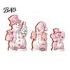 Christmas Gift for Kids 3PCS Snowman Wooden Ornaments, Decorative Cute Festive Figures, Pink And Purple Decor High-definition Printing Crafts Holiday
