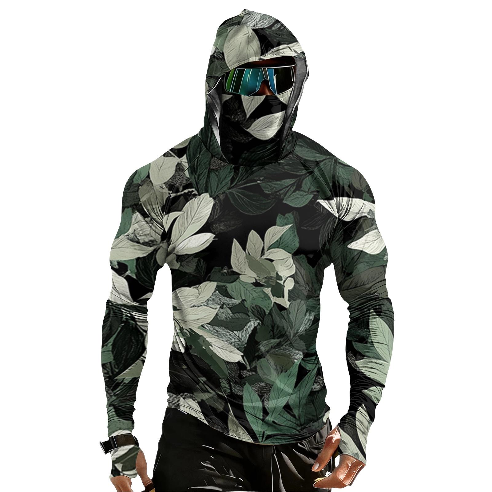 Men s Casual Drop-Shoulder Hooded Long-Sleeve Shirt XL