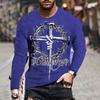 Fashion Jesus Cross Pattern T Shirt For Men 3D Lion Print Long Sleeve T-shirt Hip Hop Trend Vintage Clothes Oversized Cotton Top
