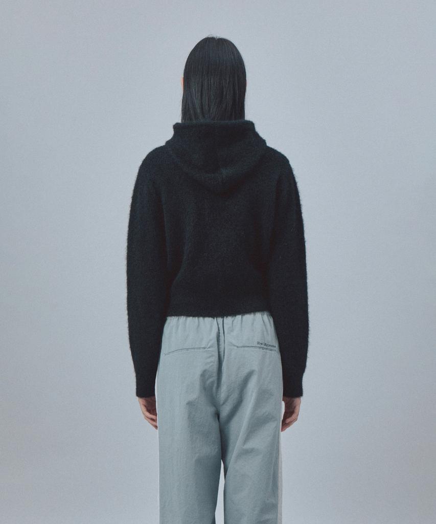 REST&RECREATION Hairy Knit Hood Zip-Up - Black