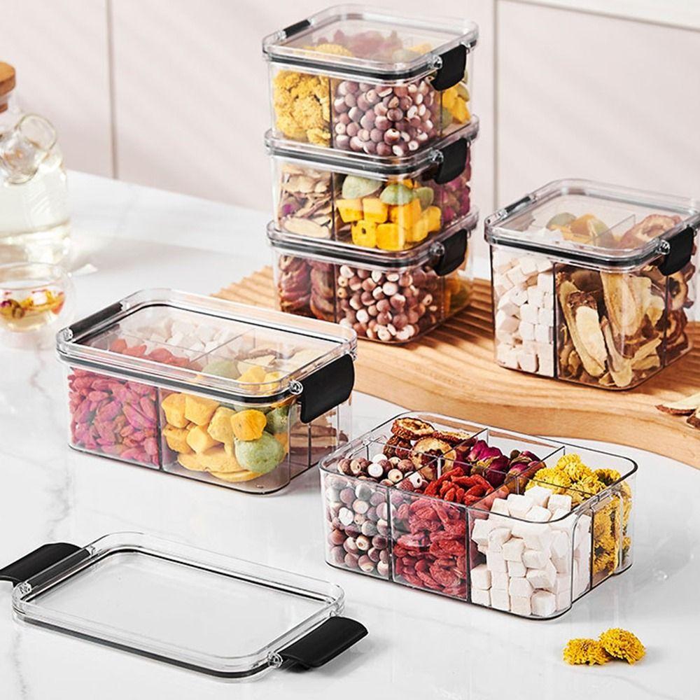 

Пластиковый ящик для хранения продуктов питания Прозрачные разделенные контейнеры для хранения Контейнеры для хранения сухих продуктов для дома White-style A