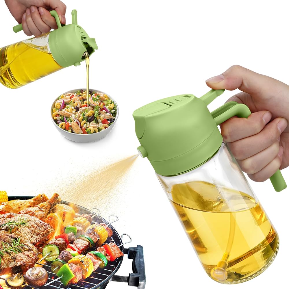 2 in 1 Oil Sprayer, Oil Sprayer for Kitchen Cooking, 470ml Oil Spray Bottle for Home