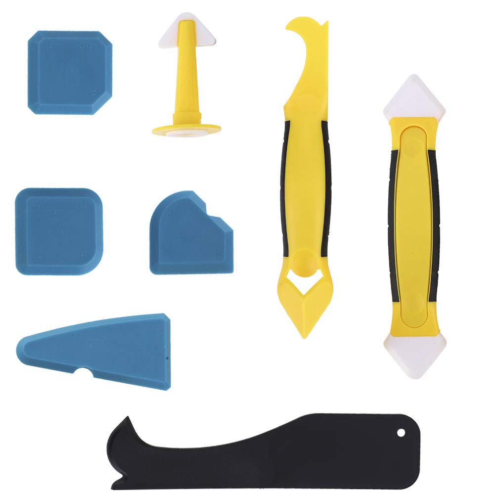 Walfront 8Pcs Plastic Spatula Silicone Sealant Remover Hand Operated Tool Scraper Joint Silicone Grout Remover Plastic Scraper, Scraper