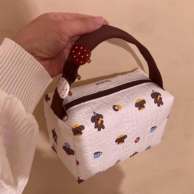 Cute Puppy Cosmetic Bag Large Capacity Dog Makeup Bag Menstrual Bag Sundry Storage Bag Travel Handbag