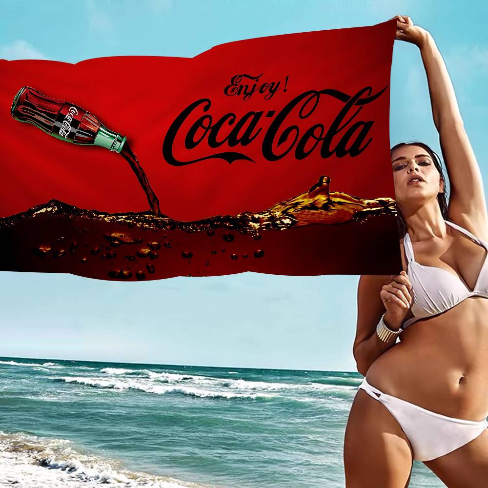 C-Coca C-Cola Bath Towel Microfiber Soft Water Absorbing Breathable For Girl Kids Decorative Cartoon Beach Towel
