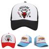 Vintage Style Baseball Cap Stranger Things Thinking Cap With White Foam Front-pane Blue Mesh Netting And Red Brim Perfect For Fans And Collectors