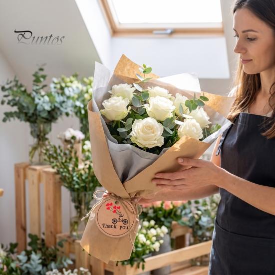 Natürliche Papieranhänger 100 Stück Danke mit Schnur, Runde Geschenkanhänger, Vorgeschnittenes Hochzeitsgastgeschenk-Etikett mit Loch zum Aufhängen für Partygeschenke und
