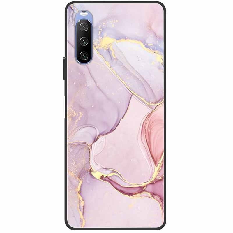 Soft Cover For Sony Xperia 10 III Case 5 III Soft Silicone Black Cases for Sony Xperia 1 III / Xperia1 XZ4 Covers Cool Marble