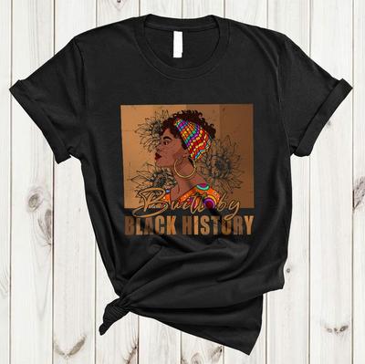 Vintage Zbudowany Przez Historię Czarnych Fajny T-Shirt z Dumą Afro Kobiety na Miesiąc Historii Czarnych