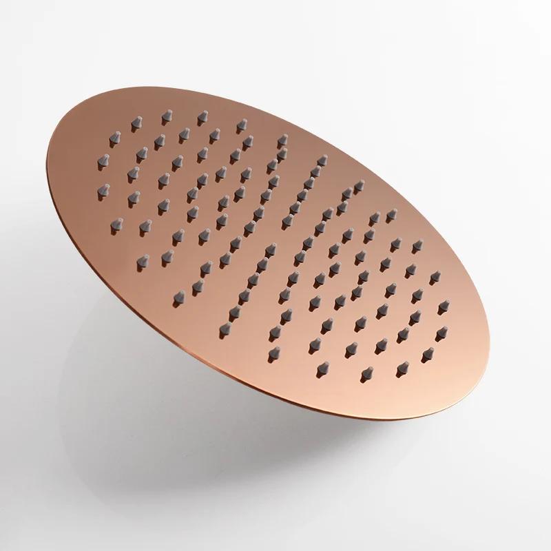 Brushed Rose Gold Rain shower head stainless steel Ultrathin water pressurize shower head in rose gold, Grey, brushed gold