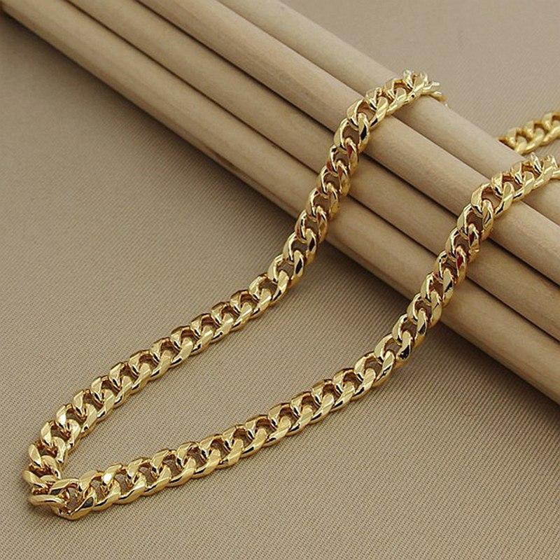 In-Stock 6MM Width Gold Plating Brass Cuban Link Chain Necklaces for Women Men Gifts Jewelry