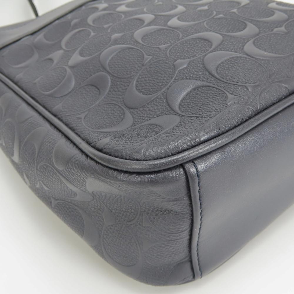 Used COACH Shoulder Bag Signature F11741 Leather Midnight Navy Black