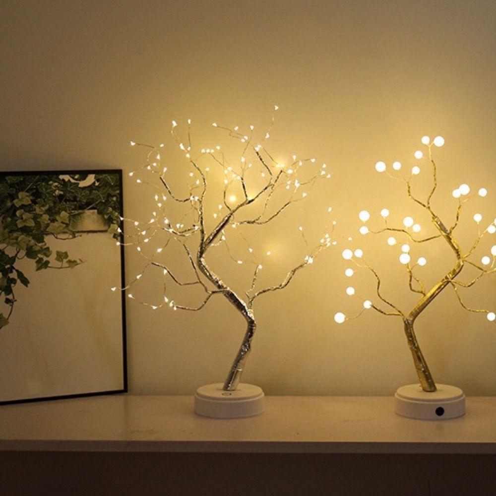 Artificial Pearl Tree Lamp 108 Leds Atmosphere Light Home Decor Bonsai Tree Night Light  Gifts