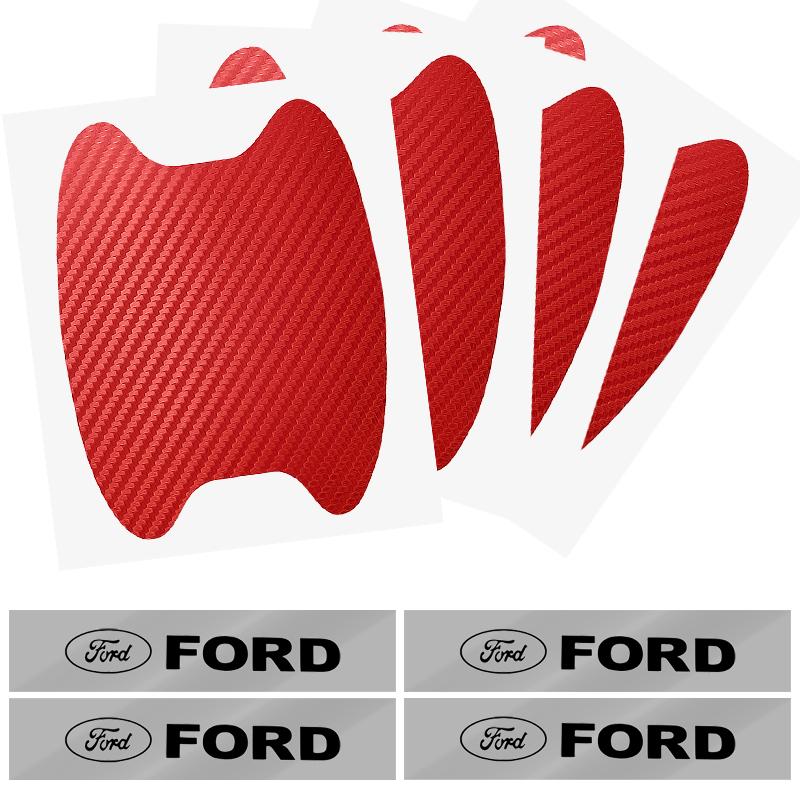 Car Door Sticker Carbon Fiber Scratches Auto Handle Protection Film For Ford Mustang Spoiler Shelby GT 350 500 Cobra E Focus 2 3 MK3 Kuga