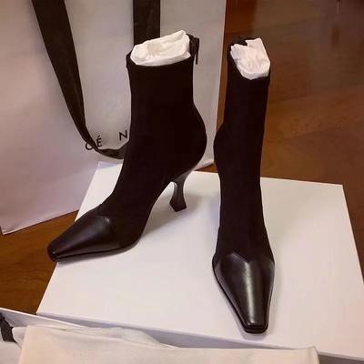 Fashion Boots  New French High Heels Spring, Autumn, Winter Pointed Thin Heels Small Fragrant Women's Short Boots