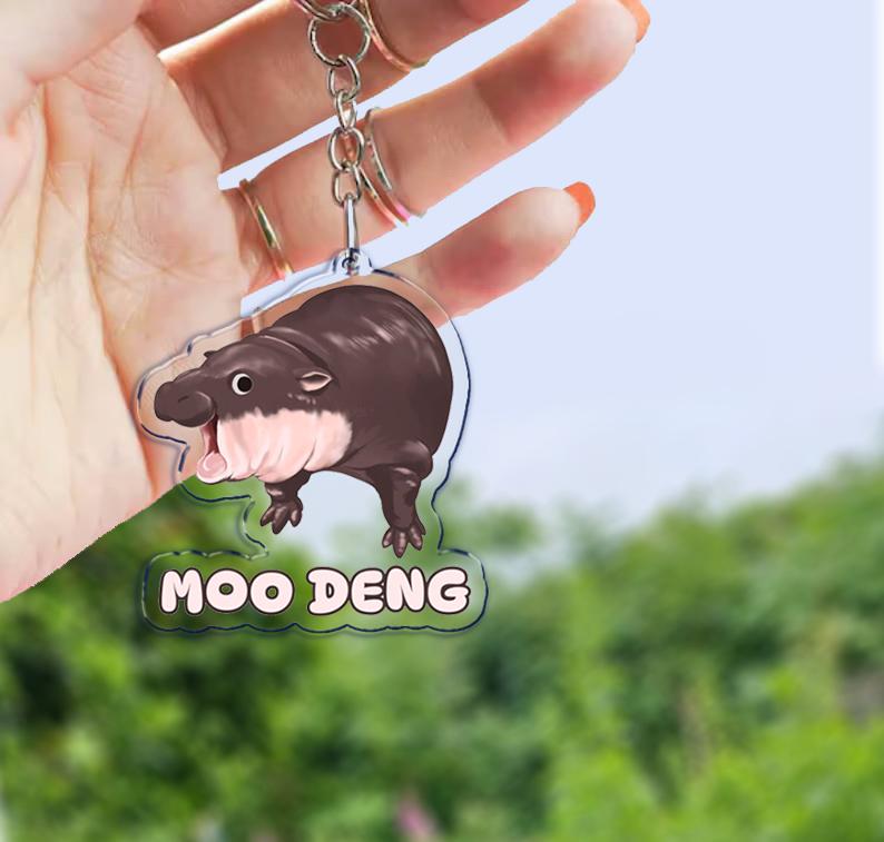 Funny Baby Hippo Cute Keychains Keyring for Accessories Bag Moo Deng Meme Pendant Keyring Jewelry Fans Gifts