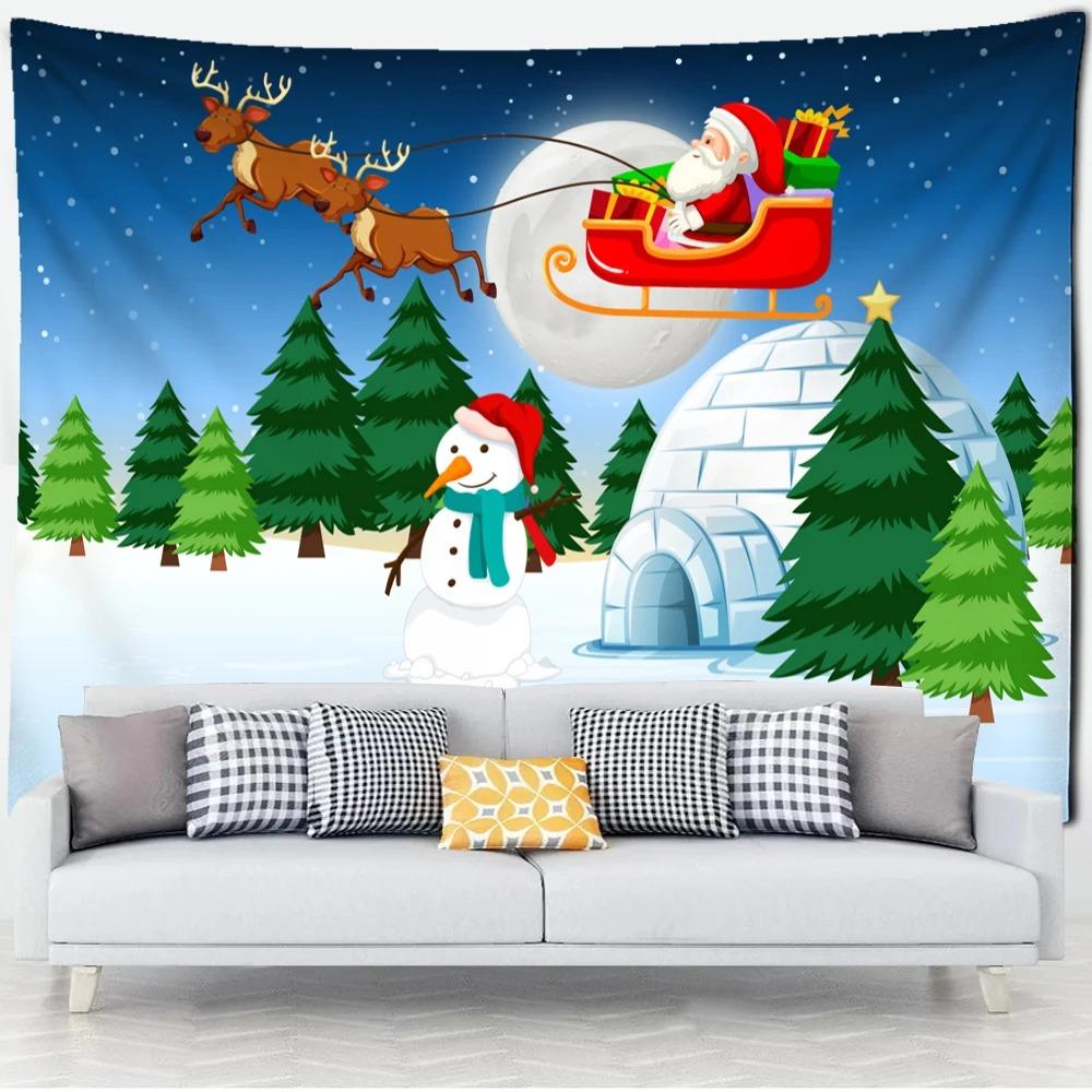 

Гобелен с рисунком Санта-Клауса для дома, спальни, гостиной, настенного украшения, рождественский гобелен 100x75cm