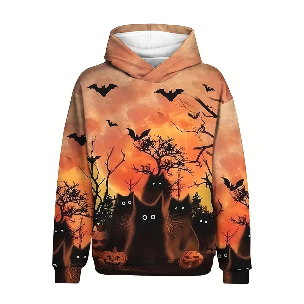 Autumn  Men's Hoodie Casual Long Sleeve Pullover Harajuku Print Animal Top Fashion Streetwear Oversized Men's Hooded Sweatshirt