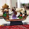 Ethnic Tribal Boat with Dancing Musicians Showpiece - 15x18 Inch Home Décor with Wooden Base - Gift for Housewarming, Festivals, Weddings