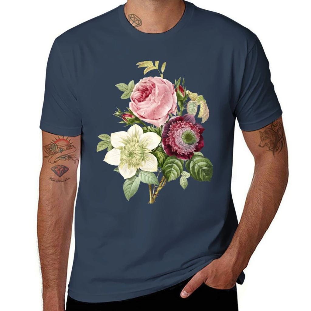 Vintage Watercolor Flowers TShirt Casual Trendy Short Sleeve TShirt