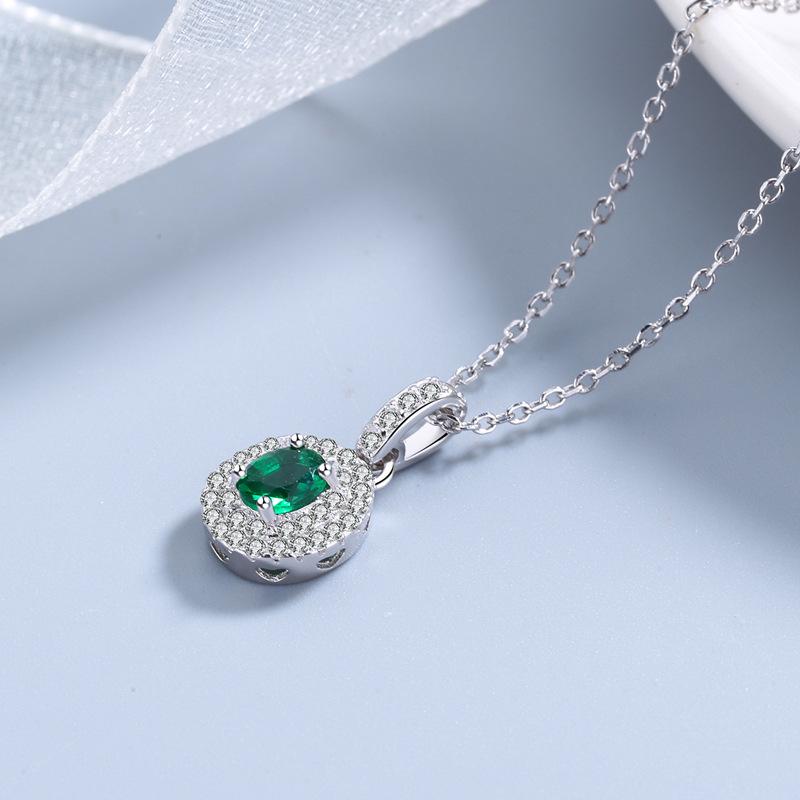 S925 Sterling Silver Luxury Inlaid Green Zircon Fashion Popular All-Match Ornament