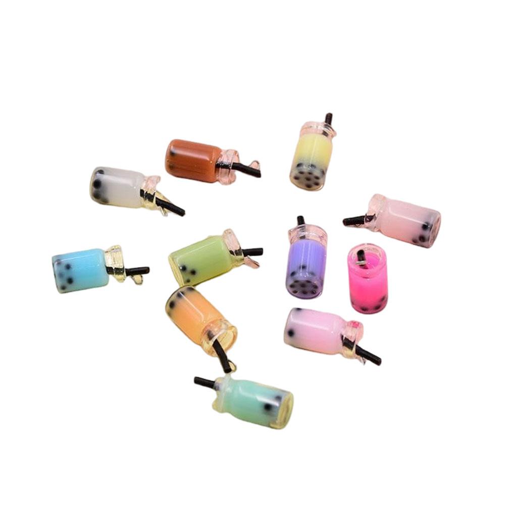 Milk Tea Bag Decoration Resin Drinks Pendants Hand-made Party Jewelry Accessories Necklace Chain Mobile Material