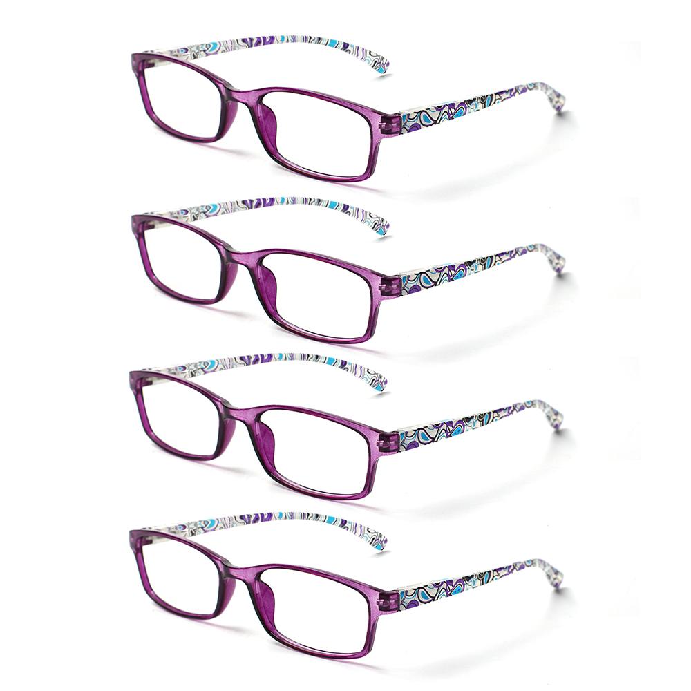 

TUREZING 4 Pairs Presbyopia Eyeglasses Stylish Printed Pattern with Spring Hinges for Gentlemen Women Cheap Presbyopia Oval Clear Lenses 1.25